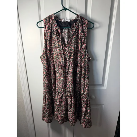 BB Dakota Steve Madden Floral Mini Dress L Black Pink - Picture 1 of 8